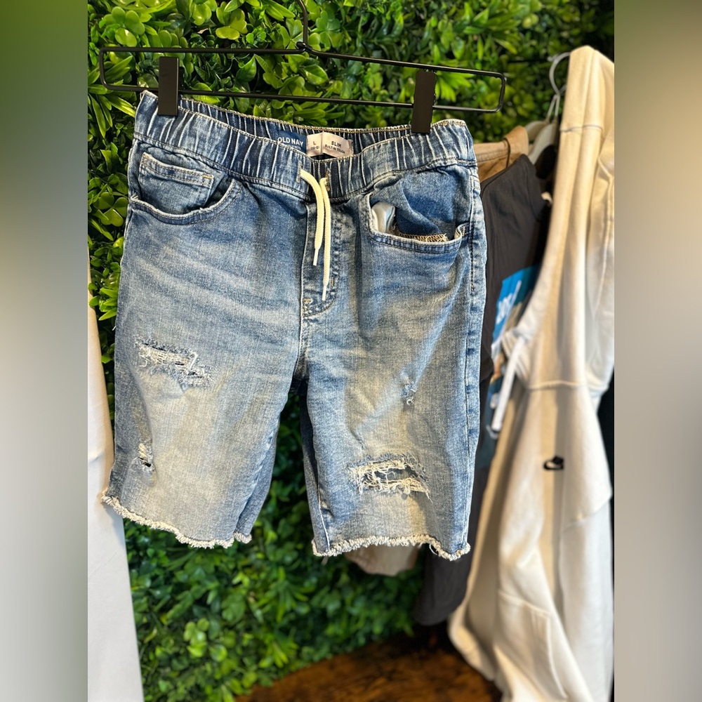 Boy's Old Navy Distressed Jean Shorts - Above Knee - Stretch - Size L 10-12